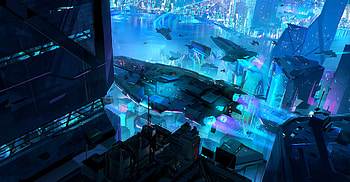 Scifi City Spaceship, scifi, city, spaceship, artist, artwork, digital-art HD wallpaper