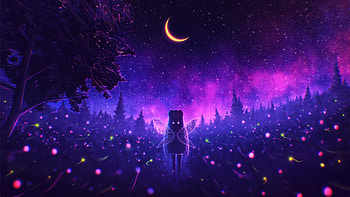 Fairy Girl With Wings Mystical Forest Moon, fairy, girl, wings, forest, moon, artist, artwork, art, digital-art, pixiv HD wallpaper