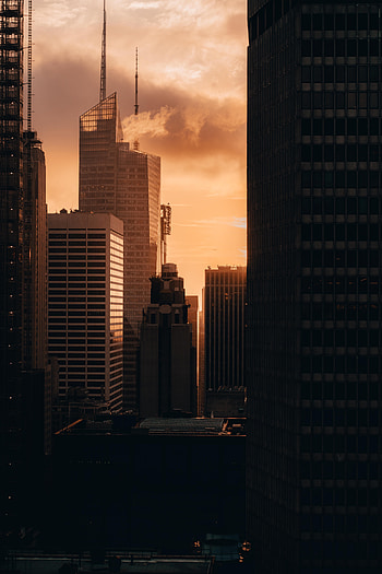 Cities, Sunset, Architecture, City, Building, Skyscrapers HD phone wallpaper