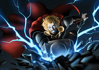 Thor Hammer Lighting, thor, superheroes, artwork, digital-art, deviantart HD wallpaper