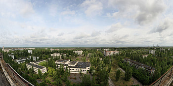 Cities, Trees, Sky, Apartments, Roof, Ghost Town HD wallpaper
