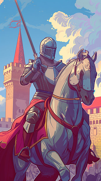 Knight with Sword on Horseback, knight, horse, sword HD phone wallpaper