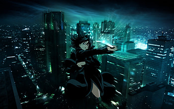 Female Ninja, at night, black hair, anime girl, anime, attack, short hair, anime warrior, pretty girl, badass anime, black clothing, tokyo citi, anime ninja HD wallpaper