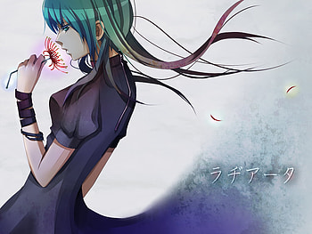 Hatsune Miku, anime, flowers, girl, vocaloid, long hair, dress HD wallpaper