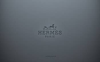 Hermes logo, gray creative background, Hermes emblem, gray paper texture, Hermes, gray background, Hermes 3d logo HD wallpaper