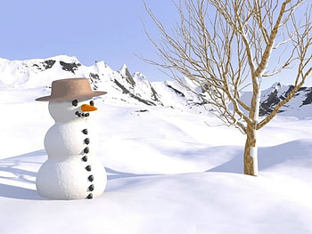 Snowman, artwork, hat, snow, tree HD wallpaper