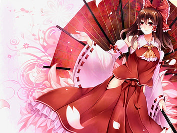 Hakurei Reimu, umbrella, anime, girl, female HD wallpaper