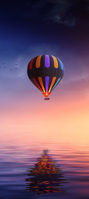 Hot-Air Balloon, sky, hot air, reflection, nature, , air, , colorful HD phone wallpaper