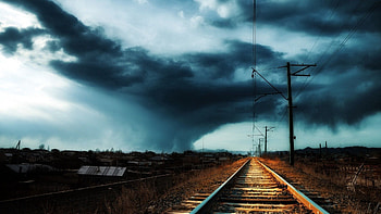 Nature, Sky, Night, Railway HD wallpaper