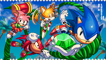 Sonic Superstars: Epic Adventure with Sonic, Tails, Knuckles & Amy Rose, Sonic the Hedgehog, Sonic Superstars, Knuckles the Echidna, Amy Rose HD wallpaper