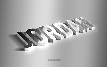 Jordan, silver 3d art, gray background, with names, Jordan name, Jordan greeting card, 3d art, with Jordan name HD wallpaper