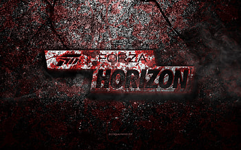 Forza Horizon logo, grunge art, Forza Horizon stone logo, red stone texture, Forza Horizon, grunge stone texture, Forza Horizon emblem, Forza Horizon 3d logo HD wallpaper