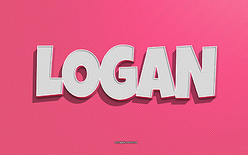 Logan, pink lines background, with names, Logan name, female names, Logan greeting card, line art, with Logan name HD wallpaper