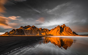 Mountains in Auster-Skaftafellssysla Iceland, Iceland, auster-Skaftafellssysla, mountains, water HD wallpaper