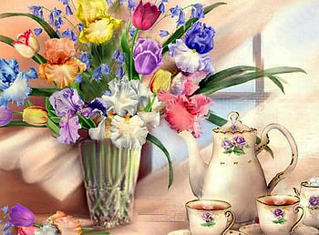 tea party, still life, pink, vase, nature, flowers HD wallpaper