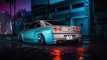 Nissan Skyline R34 - Sleek and Stylish Nighttime Setting, car, Nissan Skyline R34, Nissan HD wallpaper