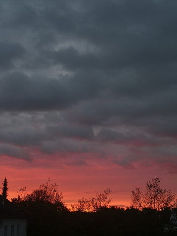 Red skyline, Nature, Sky, cloud, Sonnenuntergang, Horizon, Sun HD phone wallpaper