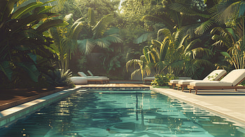 Serene Poolside Vibes - Ultra, pool, poolside vibe, tropical, relaxation, greenery HD wallpaper