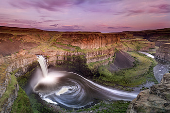 Palouse Falls at Sunset, waterfall, nature, mountains, usa HD wallpaper
