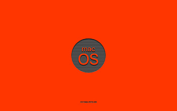 MacOS orange logo, , minimalism, orange background, macOS, OS, macOS logo, macOS emblem HD wallpaper