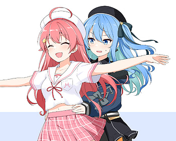 Hoshimachi Suisei & Sakura Miko, hololive, Sakura Miko, Hoshimachi Suisei, Anime, Virtual Youtuber HD wallpaper