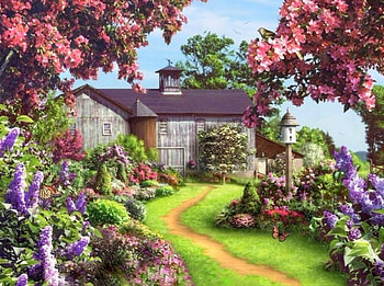 On a Clear Day, attractions in dreams, houses, walkway, gardens, summer, love four seasons, butterfly designs, nature, flowers, home HD wallpaper