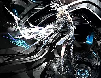 future warrior, wings, blond hair, light, silver, metal, armor HD wallpaper