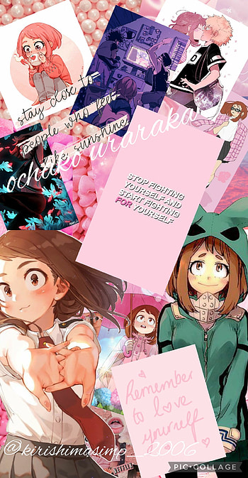 Ochako uraraka, pink, mha, bnha, cute, japanese, uravity, white, class 1a, positive quotes, anime HD phone wallpaper