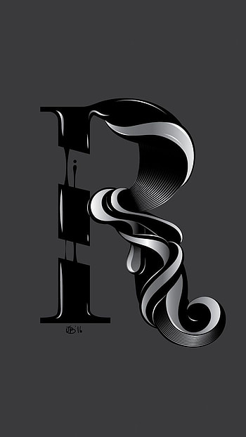 R Letter, Black, theme HD phone wallpaper