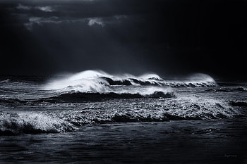 Moonlight Beach, back and white, nature, graphy, beaches HD wallpaper