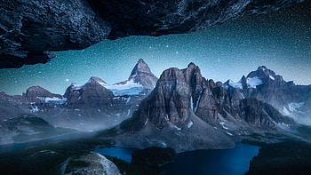 Mountains, nature, lake, night HD wallpaper