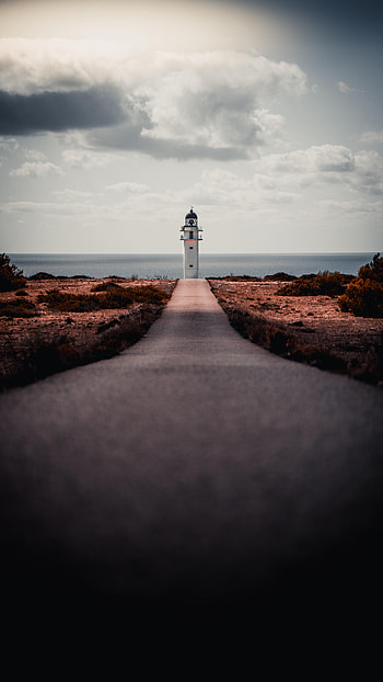 Nature, Sea, Building, Shore, Bank, Lighthouse, Track HD phone wallpaper