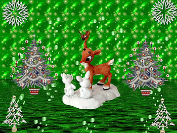 Rudolph, winter, holiday, reindeer, gree, christmas HD wallpaper