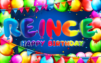 Happy Birtay Reince, , colorful balloon frame, Reince name, blue background, Reince Happy Birtay, Reince Birtay, popular german male names, Birtay concept, Reince HD wallpaper