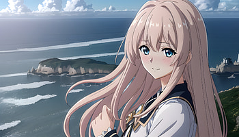 A girl on the top of the field, AI Art, Anime, girl, anime girl HD wallpaper