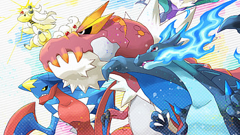 Tyrantrum, Noivern, Mega Ampharos, Mega Garchomp HD wallpaper