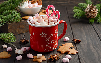 Enjoy!, sweet, craciun, red, christmas, card, cup, new year, drink HD wallpaper