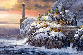 lighthouse, winter, rock, snow HD wallpaper