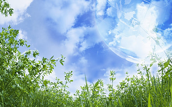 Landscape, Grass, Sky, Planets HD wallpaper