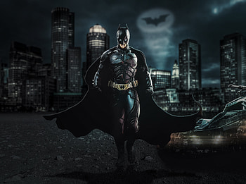Batman The Dark Knight With Batmobile , batman, artwork, artist, superheroes, digital-art, deviantart HD wallpaper