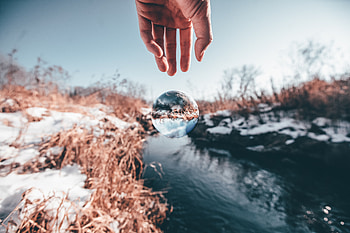 Winter, Snow, Transparent, Macro, Hand, Glass, Ball HD wallpaper