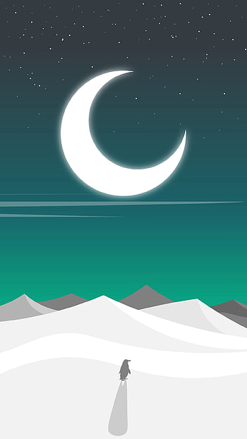 Art, Moon, Desert, Vector, Penguin HD phone wallpaper