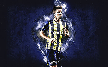 Miha Zajc, Fenerbahce, Slovenian football player, midfielder, blue stone background, football HD wallpaper