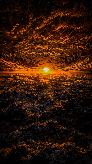 Orange Sea of Clouds Sunset Sky , orange (Color), sky, sun HD phone wallpaper