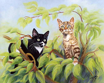 Kittens, kitten, painting, art, cat, feline HD wallpaper