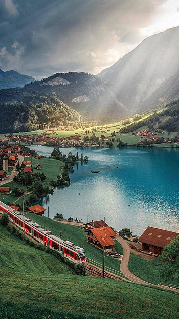 Mountain Green, Village, mountain, green HD phone wallpaper
