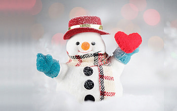 Snowman, cute, snowfall, Christmas HD wallpaper