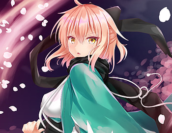 Yellow eyes, anime girl, Fate/Stay Night, sakura saber HD wallpaper