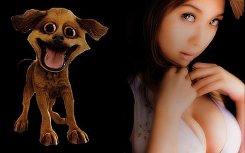 Help me that Dog will Atack me, dog, fun, fantasy, woman HD wallpaper