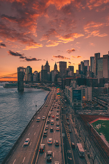Cities, City, Building, View From Above, Coast, Road HD phone wallpaper